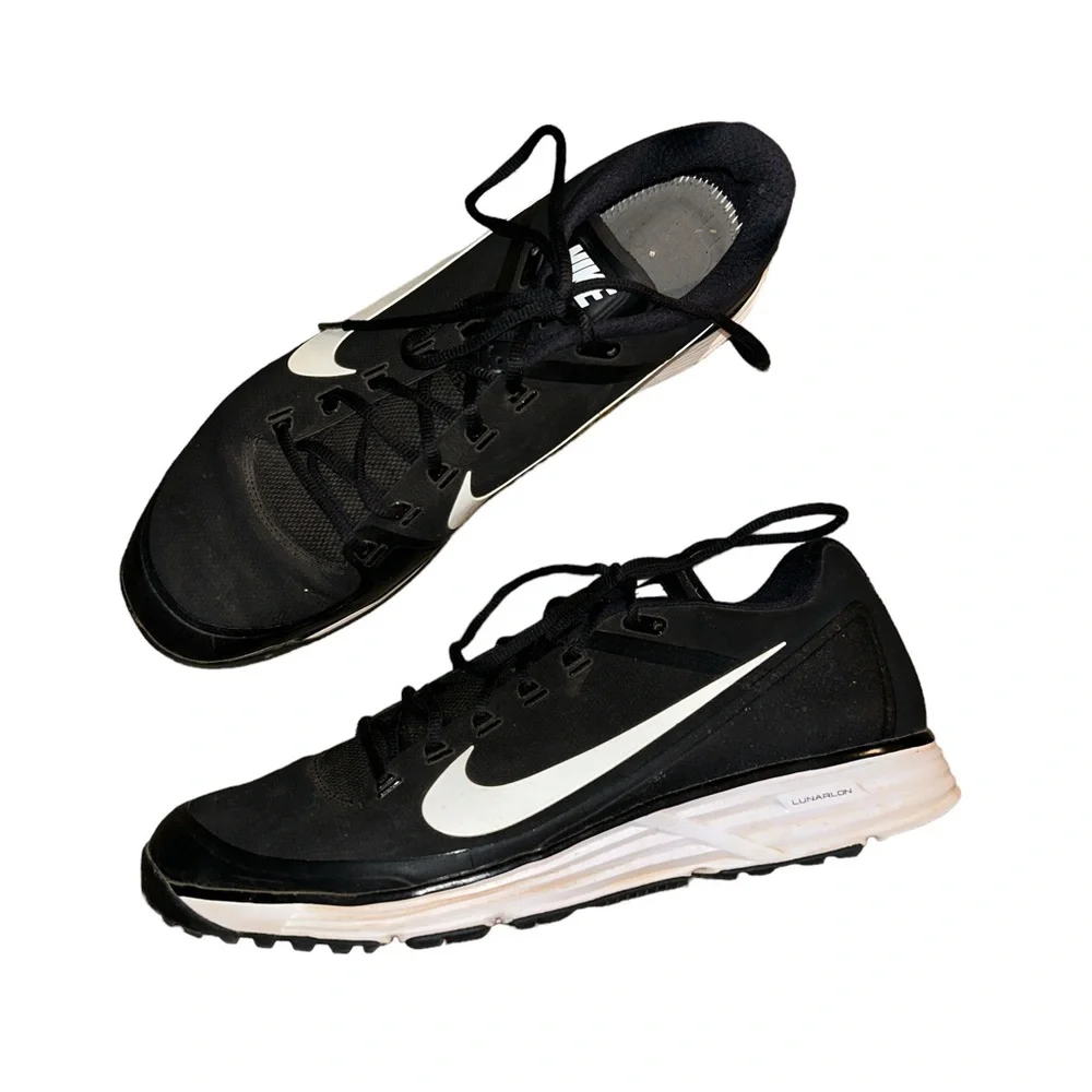 Nike Lunarlon Men's Black White Sneakers/Baseball 880262-010 Size 13 2016